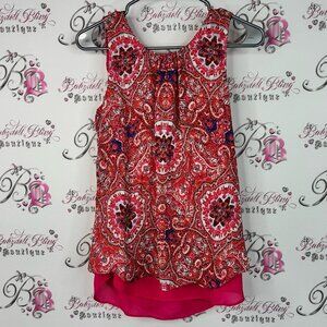 Rose & Olive tank top boho pink orange Red Paisley Tank Top Aztec floral
